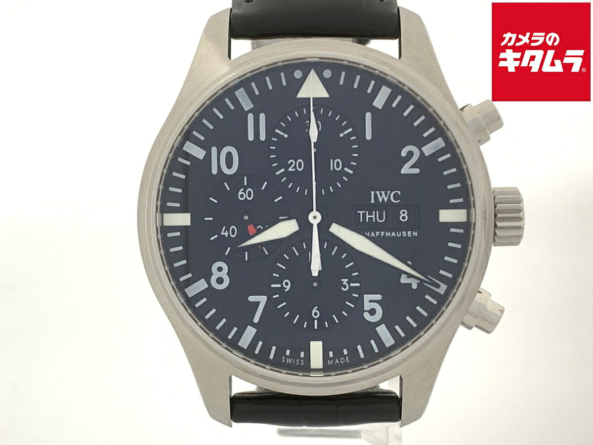 【中古】 【並品】 IWC パイロットウォッチ ブラック IW377709 ステンレススティール 【1年保証】