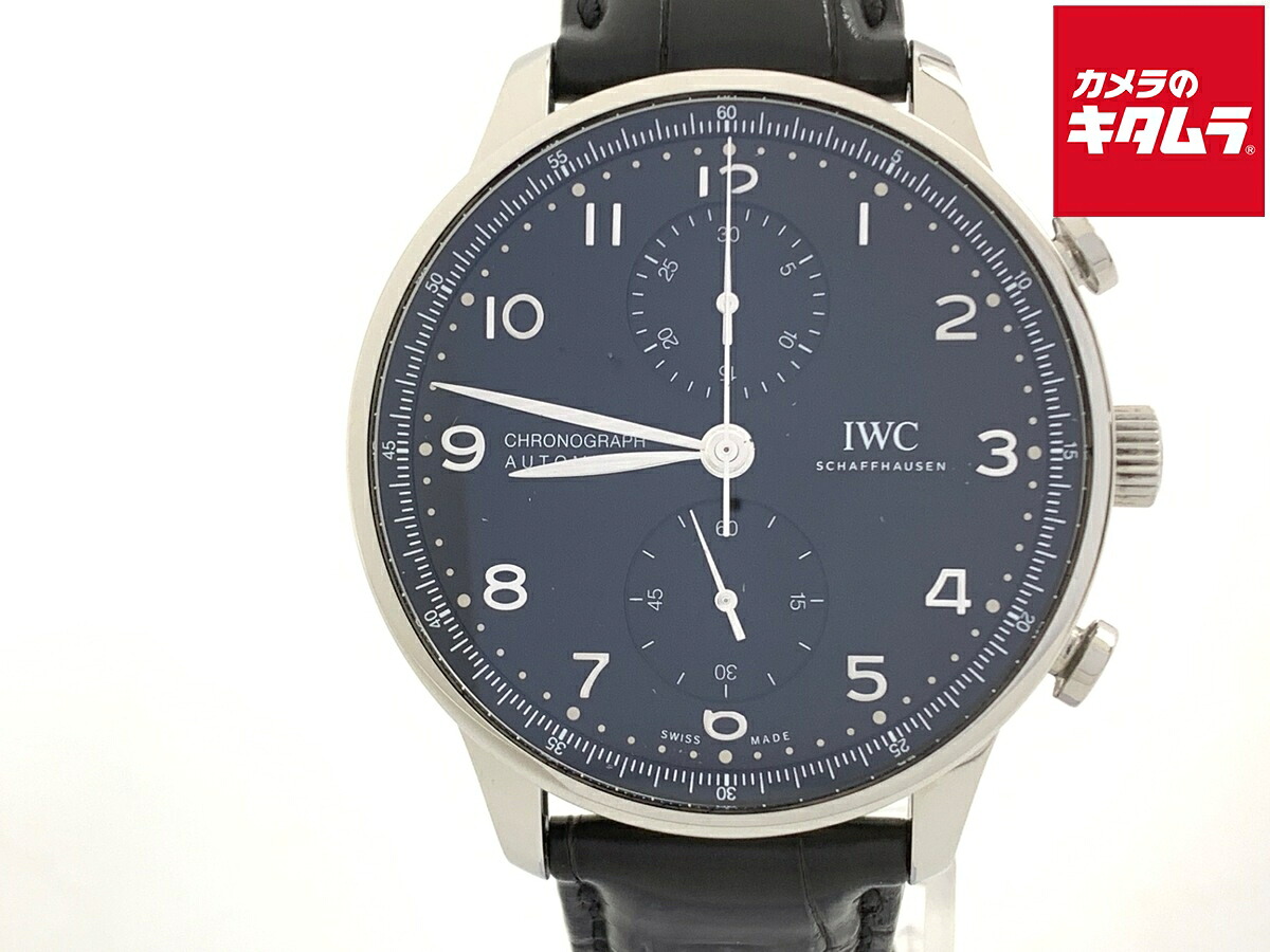 【中古】 【良品】 IWC ポルトギーゼ クロノグラフ ブラック IW371609 ステンレススティール 【1年保証】