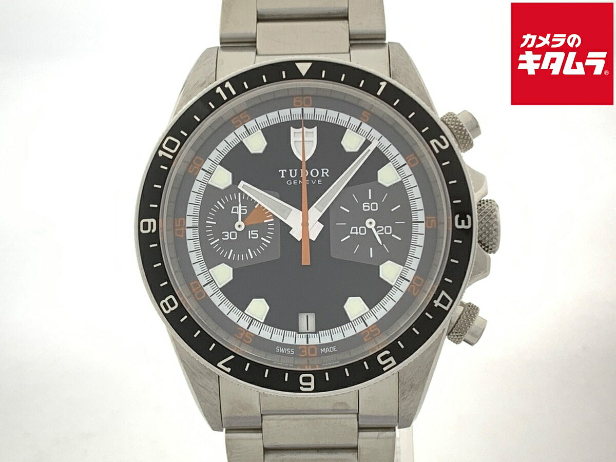 【中古】 【良品】 チューダー ヘリテージ クロノ ブラック 70330N ステンレススティール SSブレス 【1年保証】
