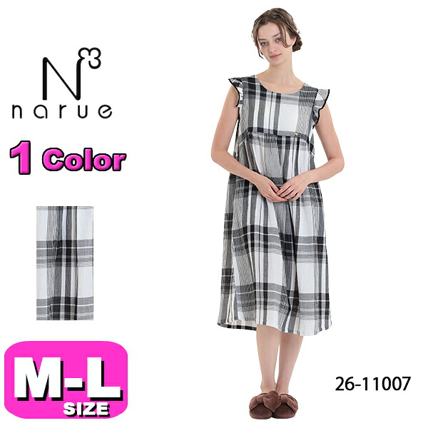 ナルエー narue パジャマ 26-11007 女性用 レディース ルームウェア シュークリームガーゼ(R) ベーシックルーム ドレス ノースリーブ 綿100% かぶりタイプ M-Lサイズ フリーサイズ 春 夏 母の日 敬老の日 プレゼント ラッピング ギフト