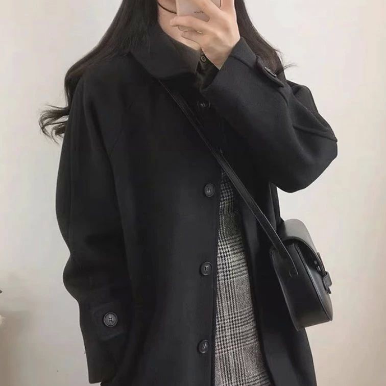 オーバ ワイド 襟付き 萌袖 長袖 ロング ウール ロングコート ウールロングコート 前開き 羽織 レディース 上着 アウター コート