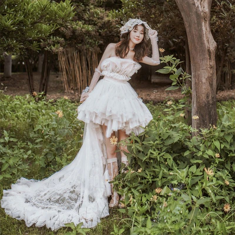 ウェディングドレス ミニドレス 大きいサイズ 二次会 結婚式 花嫁 パーティードレス ブライダル 演奏会 披露宴 発表会 コンサート フォーマル 前撮り 海外挙式 ピアノ 小さいサイズ トレーン エレガント トレーン 送料無料|EMI Felice shop 店