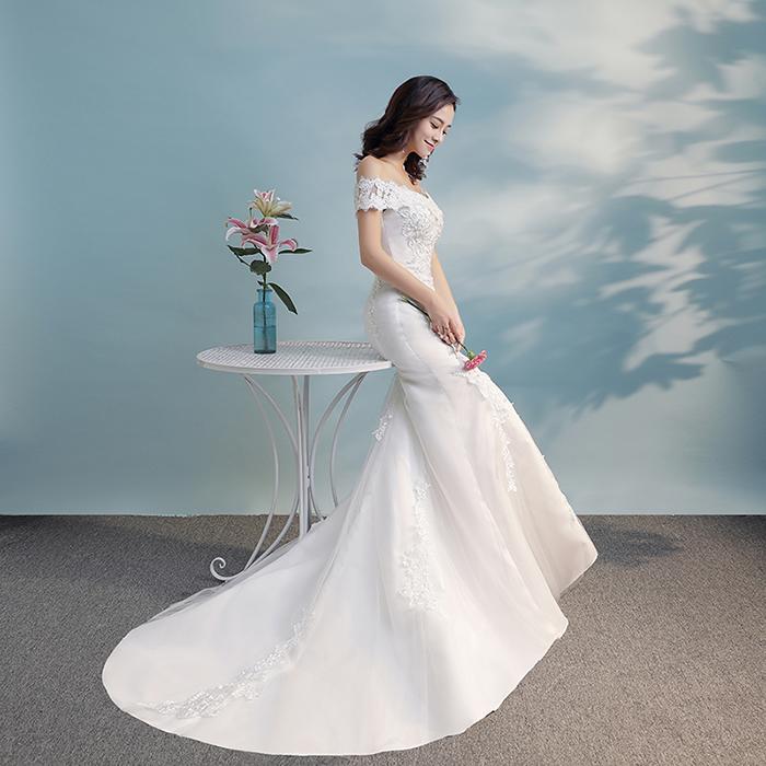 前撮り オフショルダー パーティードレス マーメイドライン 結婚式 ウエディングドレス 花嫁 ロングドレス ウェディングドレス