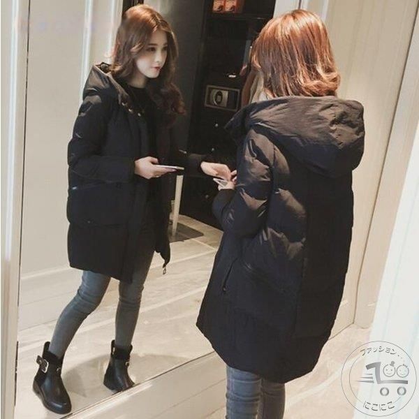 防寒防風 保温 フード付き 裏ボア 軽量 冬服 中綿入りジャケット アウター レディース ダウンジャケット風 ロング丈 中綿コート 【暖か】秋冬物