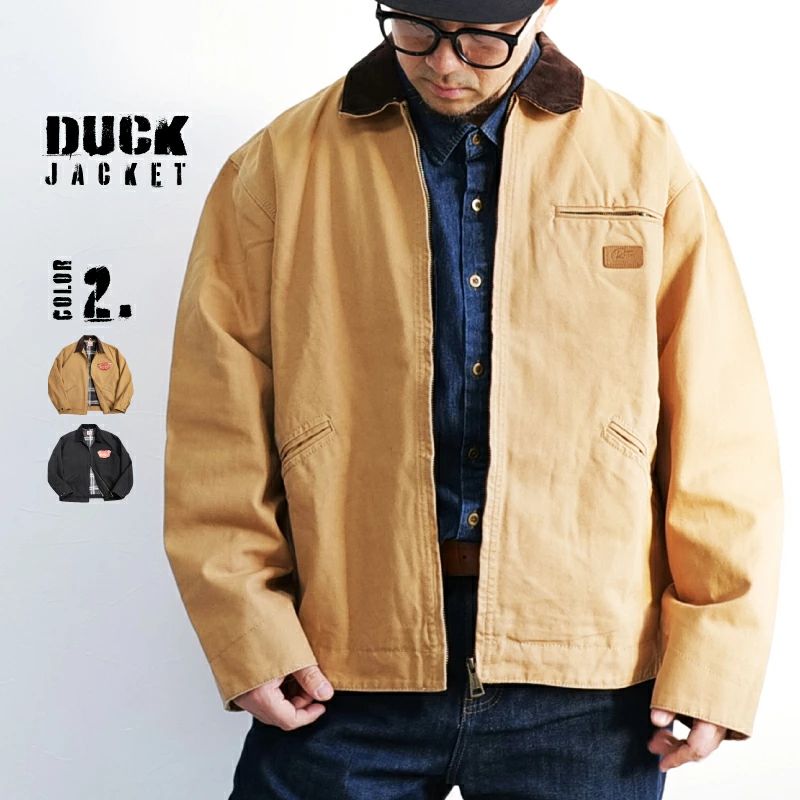ダックジャケット Detroit Jacket デトロイトジャケット メンズ トラディショナルジャケット ヴィンテージ風 ダック キャンバス 生地 秋冬 ジッパー ポケット ブルゾン ヴィンテージ ビンテージ ワークウェア ワークジャケット アメカジ アメリカン 春 秋 アウター｜EMI Felice shop 店 8,265円