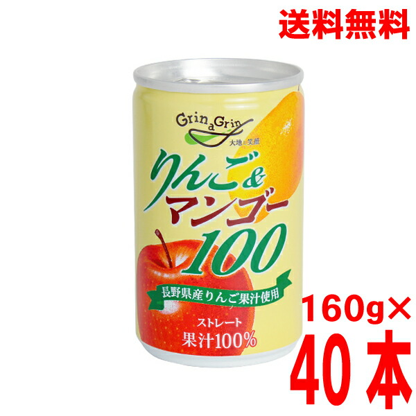 ブランド 【本州2ケース送料無料】長野興農 りんご＆マンゴー100 ストレート果汁 160ｇ×20缶入り×２ケース 合計４０本 ミックスジュース  北海道?四国?九州行きは追加送料220円かかります。 Netsu Hanbai-css.edu.om