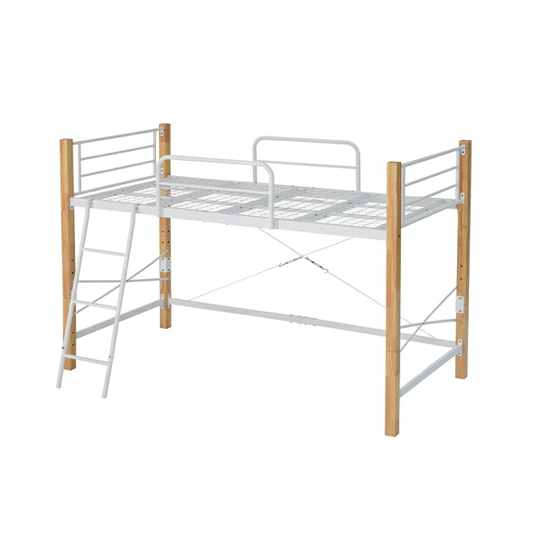 【返品OK!条件付】JKプラン ロフトベッド ロータイプ シングルベッド下収納 IRI-1042SET-WHNA ホワイト×ナチュラル【KK9N0D18P】【160サイズ】 27,108円