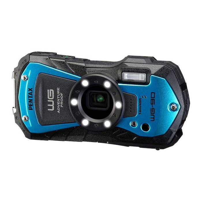 【返品OK!条件付】リコー コンパクトデジタルカメラ PENTAX WG-90-BL ブルー ペンタックス 本格防水 耐衝撃 防塵 耐寒 タフネスボディ 広角 望遠 光学5倍ズーム 高画質 接写 マクロ撮影【KK9N0D18P】