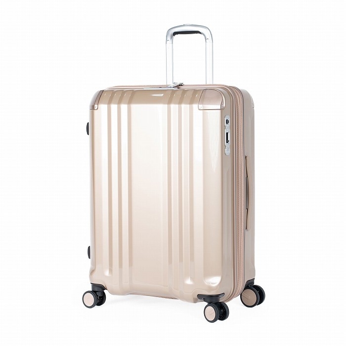 【返品OK!条件付】A.L.I ハードキャリーケース デカかるEdge 拡張タイプ 7～9泊 70L＋12L ALI-089-24W-SG シャンパンゴールド アジア・ラゲージ スーツケース ジッパータイプ 拡張ファスナー機能 手荷物預け無料サイズ【KK9N0D18P】