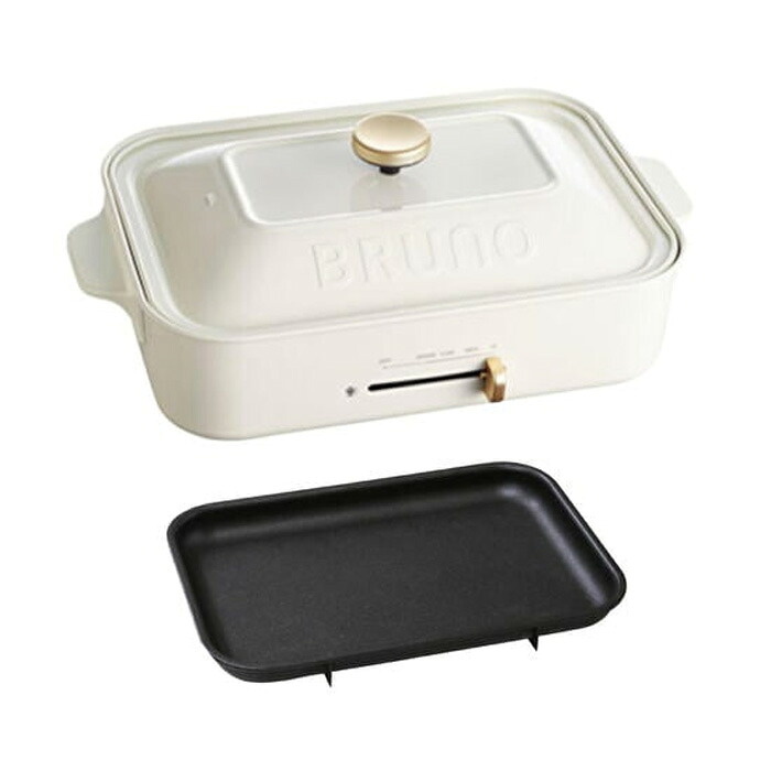 【返品OK!条件付】BRUNO ブルーノ コンパクトホットプレート 平面プレート BOE119-WH ホワイト 2～3人用 少人数 小型 おしゃれ おうちパーティー【KK9N0D18P】