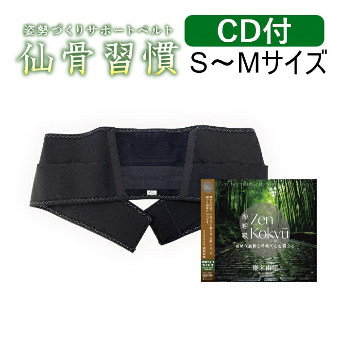 【返品OK!条件付】【セット】姿勢づくりサポートベルト 仙骨習慣 S～Mサイズ + 椎名由紀 音声メソッドCD付 YSGS-9601M-30640-SET ブラック 姿勢ケア ZEN呼吸法メソッド ～自然な姿勢と呼吸で心を調える～ テイチクエンタテイメント【KK9N0D18P】