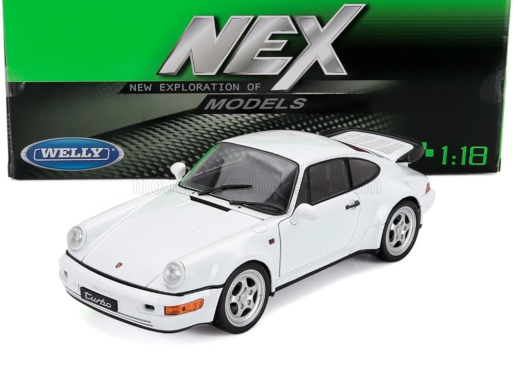 ウィリー ポルシェ ミニカー 1/18 PORSCHE 911 (964)TURBO レース スポーツカー ダイキャストカー (ホワイト)