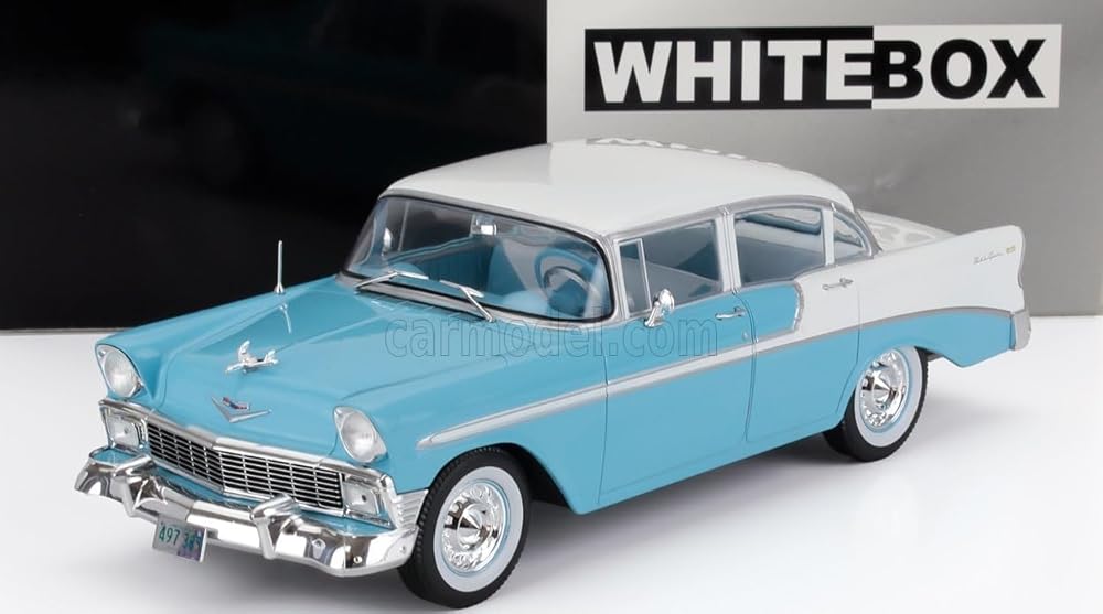 WHITEBOX アメ車 シボレー ベルエア ミニカー 1/24 BEL AIR ハードトップ 1956 (ライトブルー)