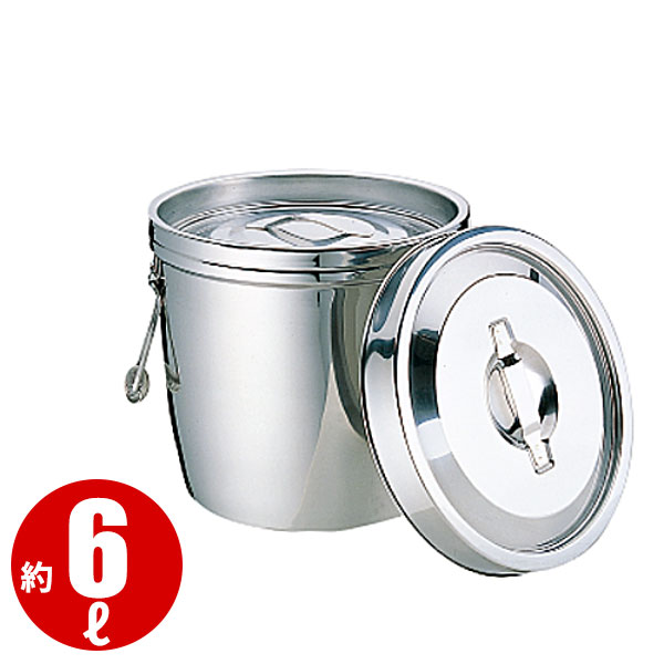 18-8 ステンレス鋼二重保温食缶両手(中蓋式) ゼムクリップ無 6L_ 授業時間滋養物供給 滋養物供給用 食缶 汁食缶 ステンレス鋼 お役目用 _AB3906