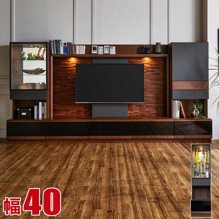 ★ P3倍 マラソン限定 ★ 壁面収納 大川家具 キュリオ コレクションラック 幅40 奥行49 高さ160 ガラスキャビネット グランド ブラウン アッシュ 完成品 コレクションボード 完成品 日本製