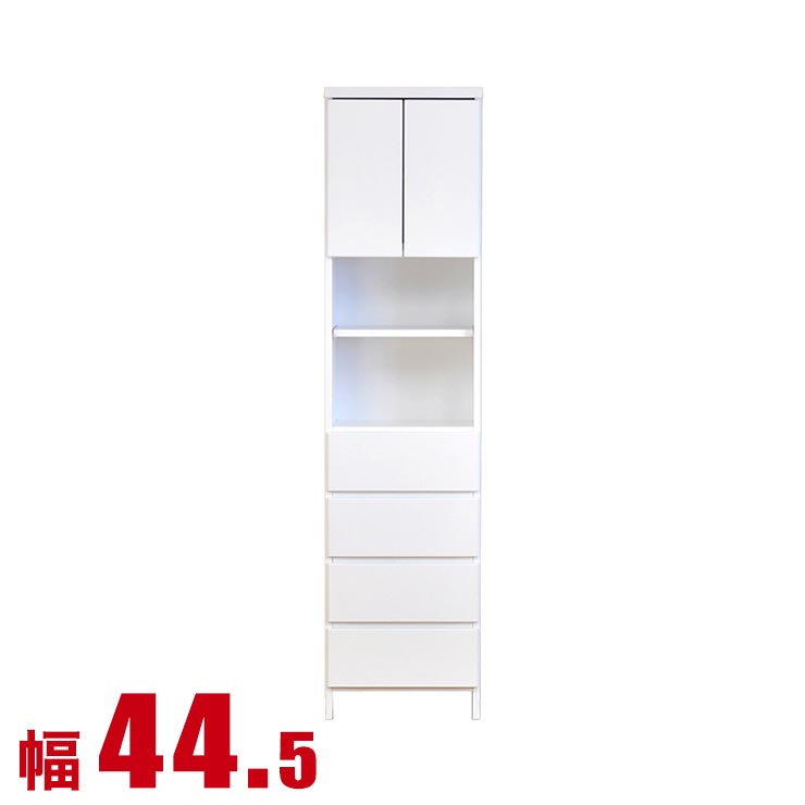 すきま収納 大川家具 わずかなすき間を有効活用 サニタリー収納 レノア 幅44.5 奥行30 高さ180.5 ホワイトすき間収納 サイドキャビネット 完成品 日本製 スリム