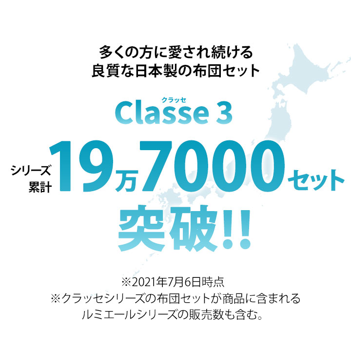 日本製布団3点セットクラッセ3非圧縮ふんわりタイプ抗菌防臭防ダニ