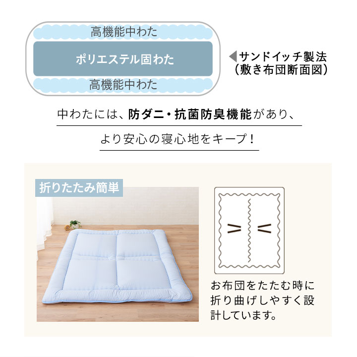 日本製布団セット4点セットクイーンサイズQ抗菌防臭防ダニ綿100%200本ブロード生地レオーネ