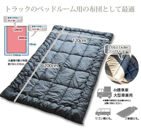 楽天市場 洗える 車中泊用 掛け布団 カミオン 約1 0cm 4ｔ車大型車兼用 車中泊用布団 トラック用布団 寝袋代用 簡易寝袋 ふとん 車中泊用 掛けぶとん 掛布団 掛けふとん 内装品 カーアクセサリー 車中泊 キャンプ イベント 長距離輸送 送料無料 エムール