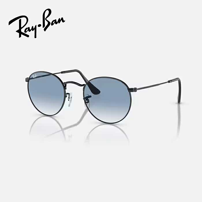 レイバン Ray-Ban サングラス 木村拓哉氏着用モデル ROUND METAL ラウンドメタル レンズカラー：クリア＆ブルー フレーム：ポリッシュブラック RB3447-002/3F (50) 【正規品】国内正規販売店