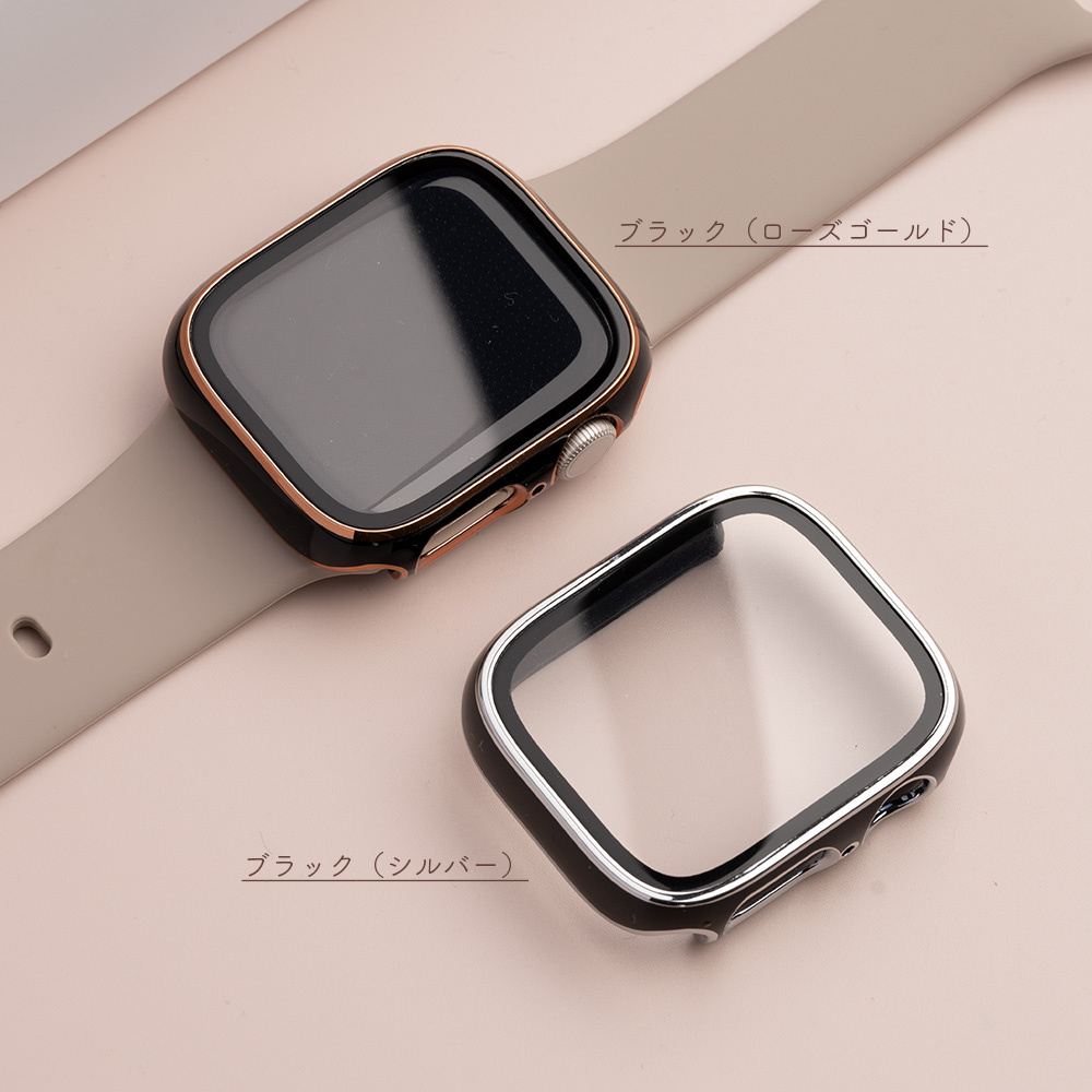 好きに アップルウォッチ 全面保護カバー ゴールド×ブラック 42mm