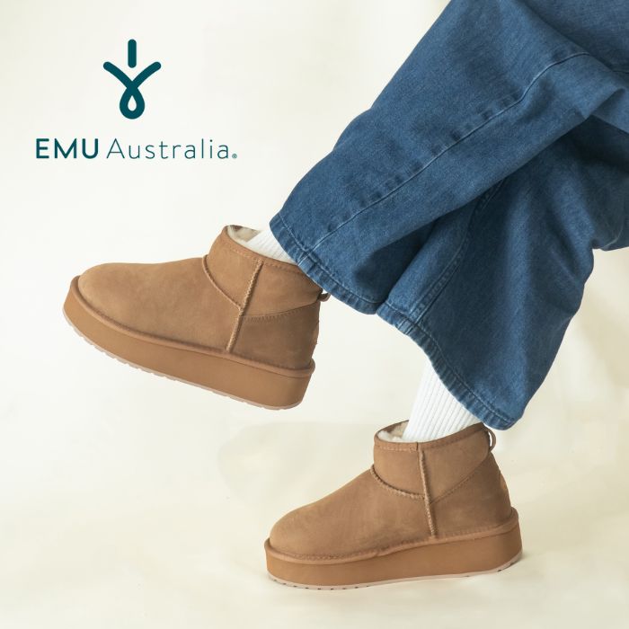 【公式】EMU Australia エミュ Stinger Micro Flatform 2.0 ショート ブーツ シープスキン ムートン ファー ボア 厚底 プラットフォーム 防寒 撥水 レディース 秋 冬 正規 人気 おすすめ トレンド 送料無料