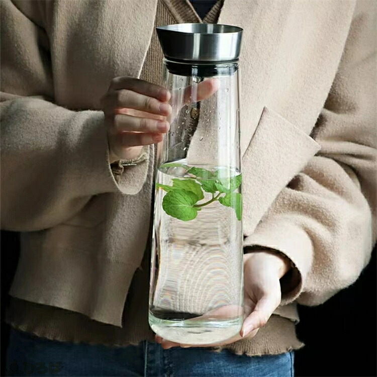 ガラス ピッチャー 蓋付き 1リットル 1l 麦茶ポット ドアポケット 耐熱 食洗器対応 麦茶 水 ポット 冷蔵庫 ドアポケット 水差し ボトル スリム 冷茶 ジャグ 洗える ウォーターピッチャー おしゃれ 冷茶ポット スリムジャグ 父の日 母の日