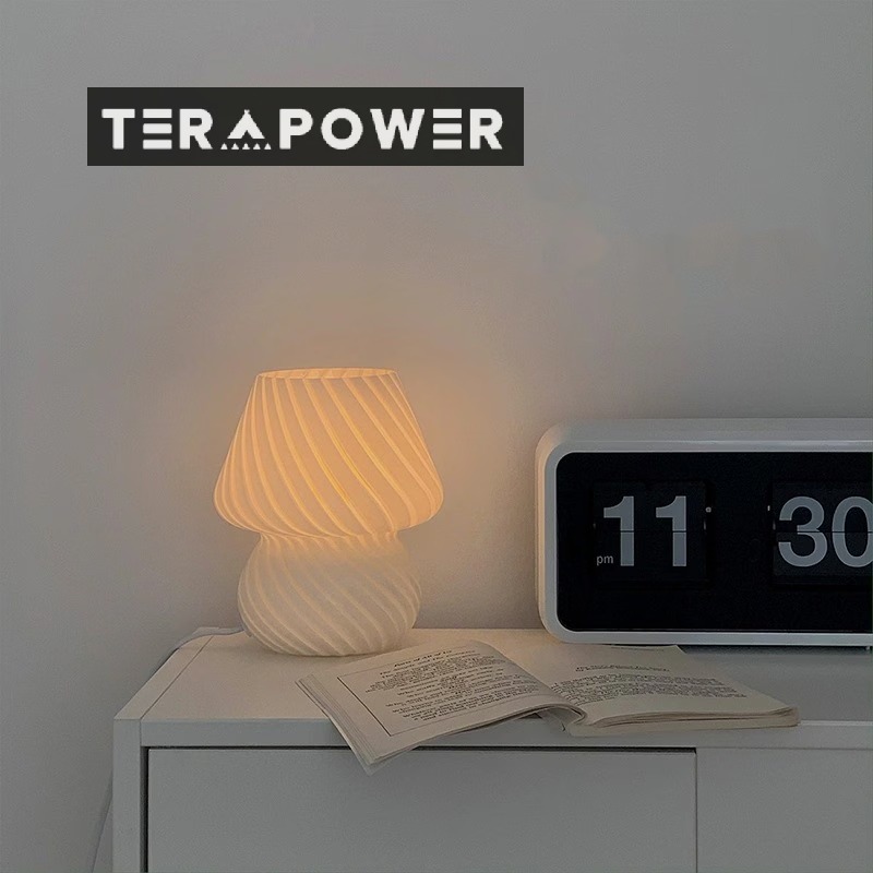 LED電球 ガラスストライプマッシュルームライト 雰囲気 ベッドサイドランプ