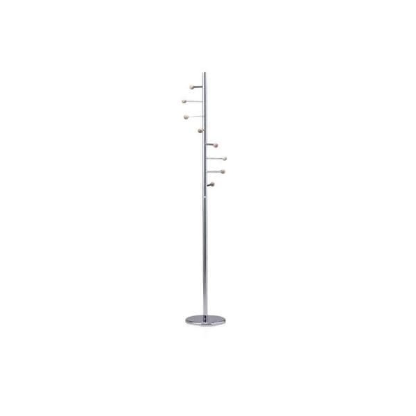 ポールスタンド コートハンガー Cタイプ 約幅28.5cm×奥行28.5cm×高さ174cm クロームメッキ 木製 組立品 ベッドルーム 玄関