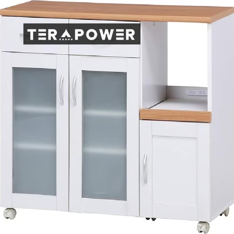 キッチン収納 食器棚 幅90×奥行39.5×高さ89cm ホワイト スライド棚