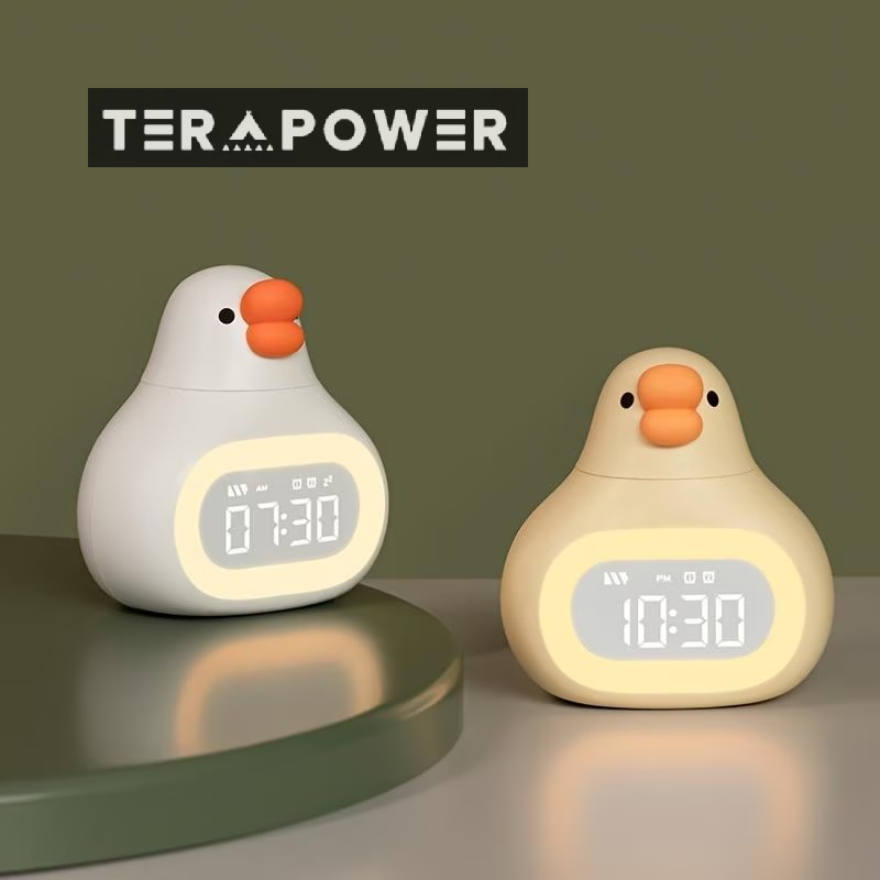 時計 LED 目覚まし時計 かわいいアヒル電子時計 充電スマート目覚まし時計 ウェイクアップ目覚まし時計 誕生日 装飾