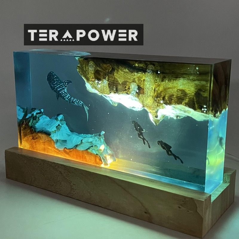 楽天市場】ダイバー＆サメ手作りレジン USBランプ台付き 雑貨