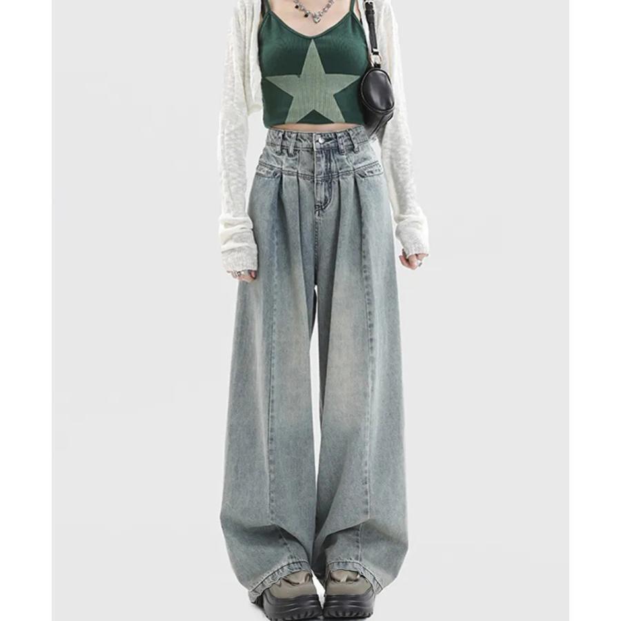 デニム ワイドパンツ レディース 着やせ