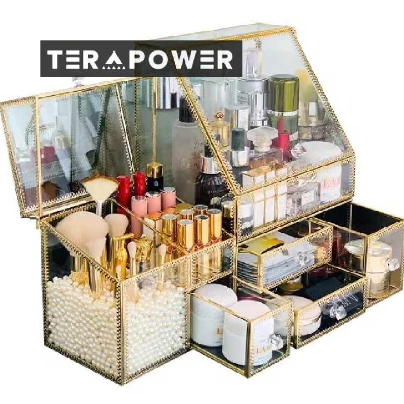 insガラススキンケア化粧品収納ケース防塵口紅アクセサリーパックデスクトップ大容量ラック|エムーエムショップ
