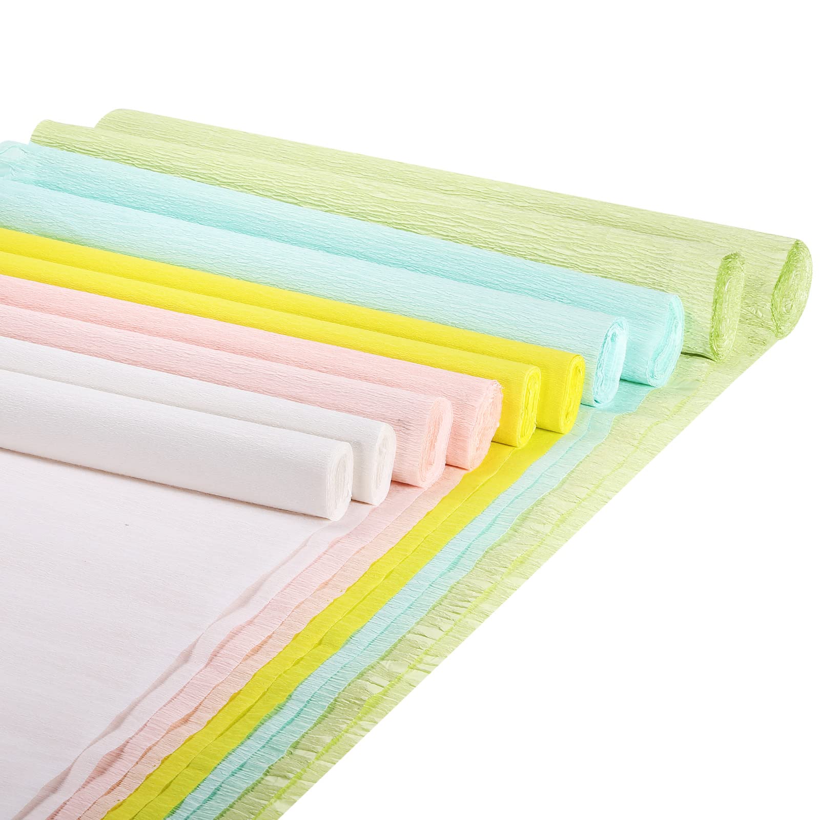 T クレープ紙ストリーマー レインボーパーティー 結婚式 誕生日 室内装飾用 10ロール 2.3 M 5色 ホワイト ライトピンク ダークイエロー ライトブルー ライトグリーン｜エムーエムショップ