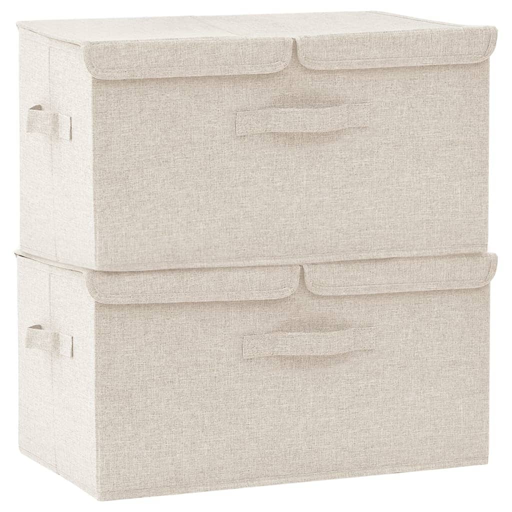 収納ボックス 2点 布製 50x30x25cm クリーム|エムーエムショップ