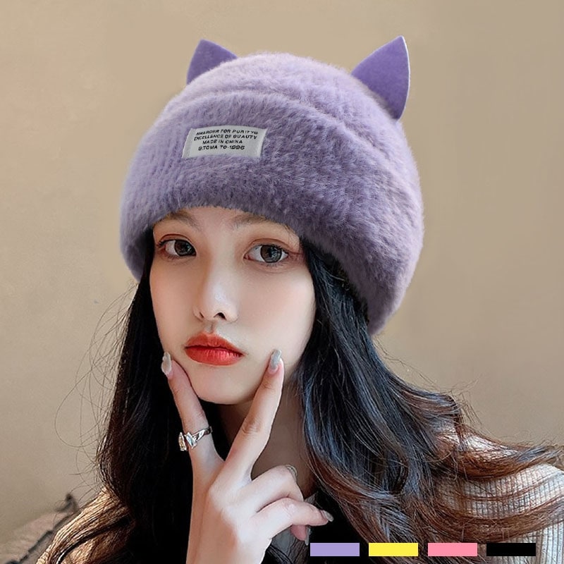 猫耳毛毛帽子保温帽ニット帽新モデル韓国ファッション