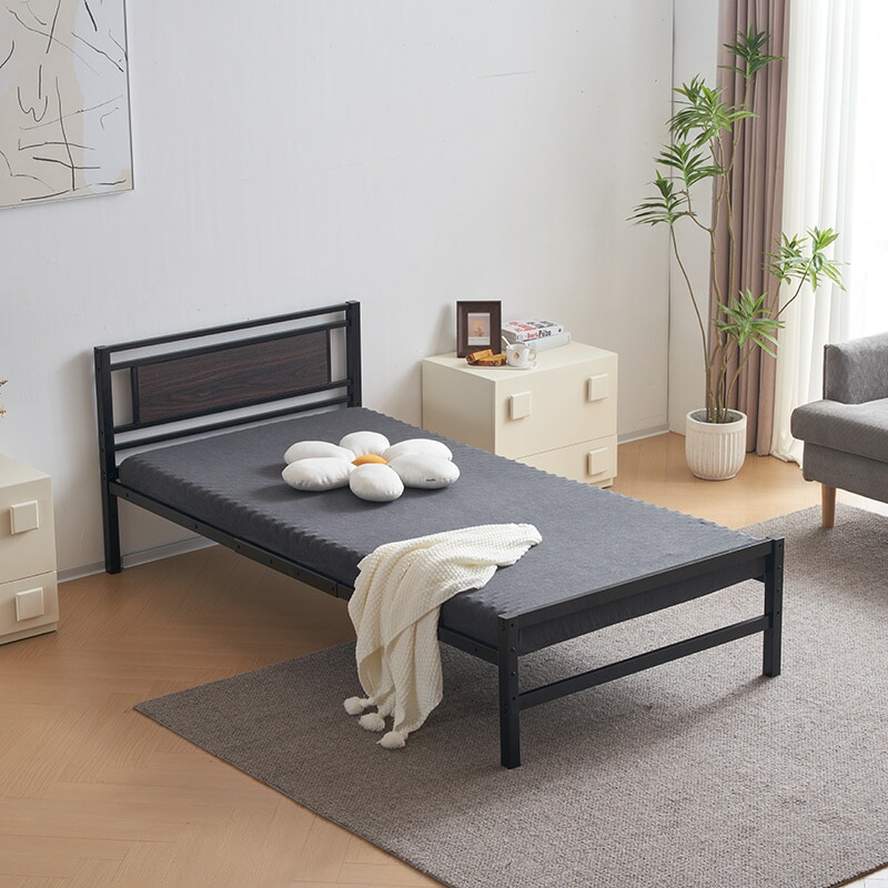 【ブラック】パイプベッド シングル ベッド 宮 三段階高さ調整可 スチール 耐震 パイプベッド シングル ベッド 宮 三段階高さ調整可 スチール 耐震