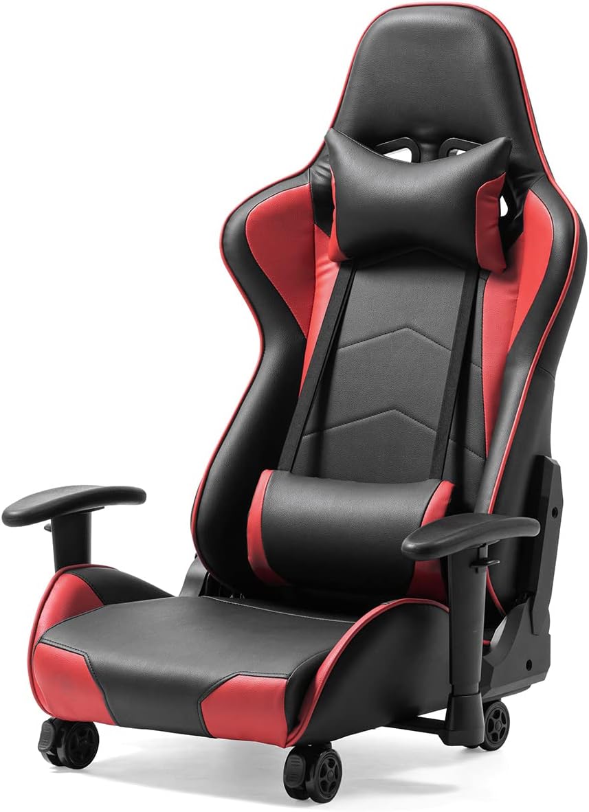 150-SNCF031R Gaming Seat with Casters, Reclining Armrest, Lumbar Support, High Back, Red|エムーエムショップ