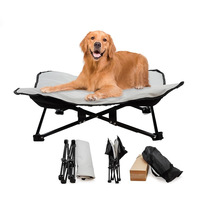 ドッグコット ペットコット 犬用コット 90x90糎 犬用キャンプベッド 折りたたみ 犬用臥榻 洗える 軽さ パウダーコンパクト 通気性 ともし火薄墨色 愛玩動物設備 ペットベ
