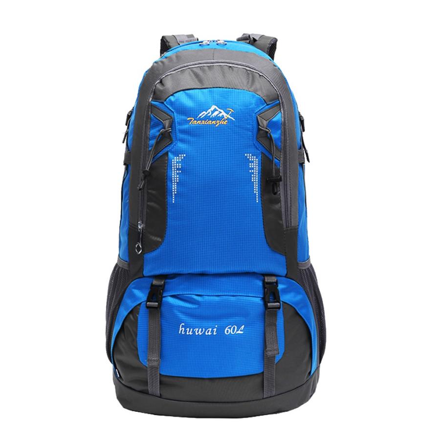 ノーブランド品 60リットル 防水 屋外 バックパック スポーツ ハイキング トラベル リュックサック バッグ 6色選べる - 青｜エムーエムショップ