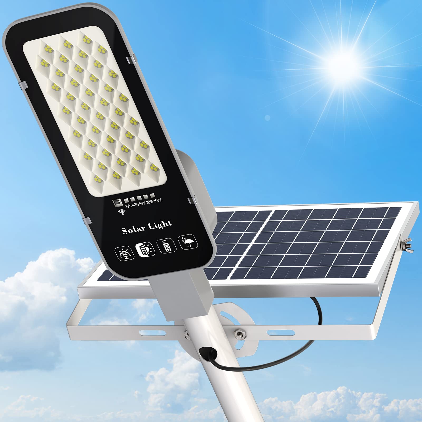 ソーラー 街灯 150W ソーラーライト 屋外 防水 照明 LED街灯 明暗センサーライト 夜間自動点灯 防犯灯 常夜灯 タイマー機能 IP67防水 街灯 ソーラー 屋外 ガーデンライト 工事灯 庭先灯 駐車場灯 工業団地灯 車道灯 歩道灯 (150W) 25,165円