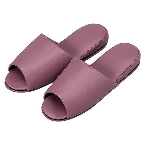 オーミケンシ 抗菌なめし革調家庭用スリッパ前開10足紫はしどい