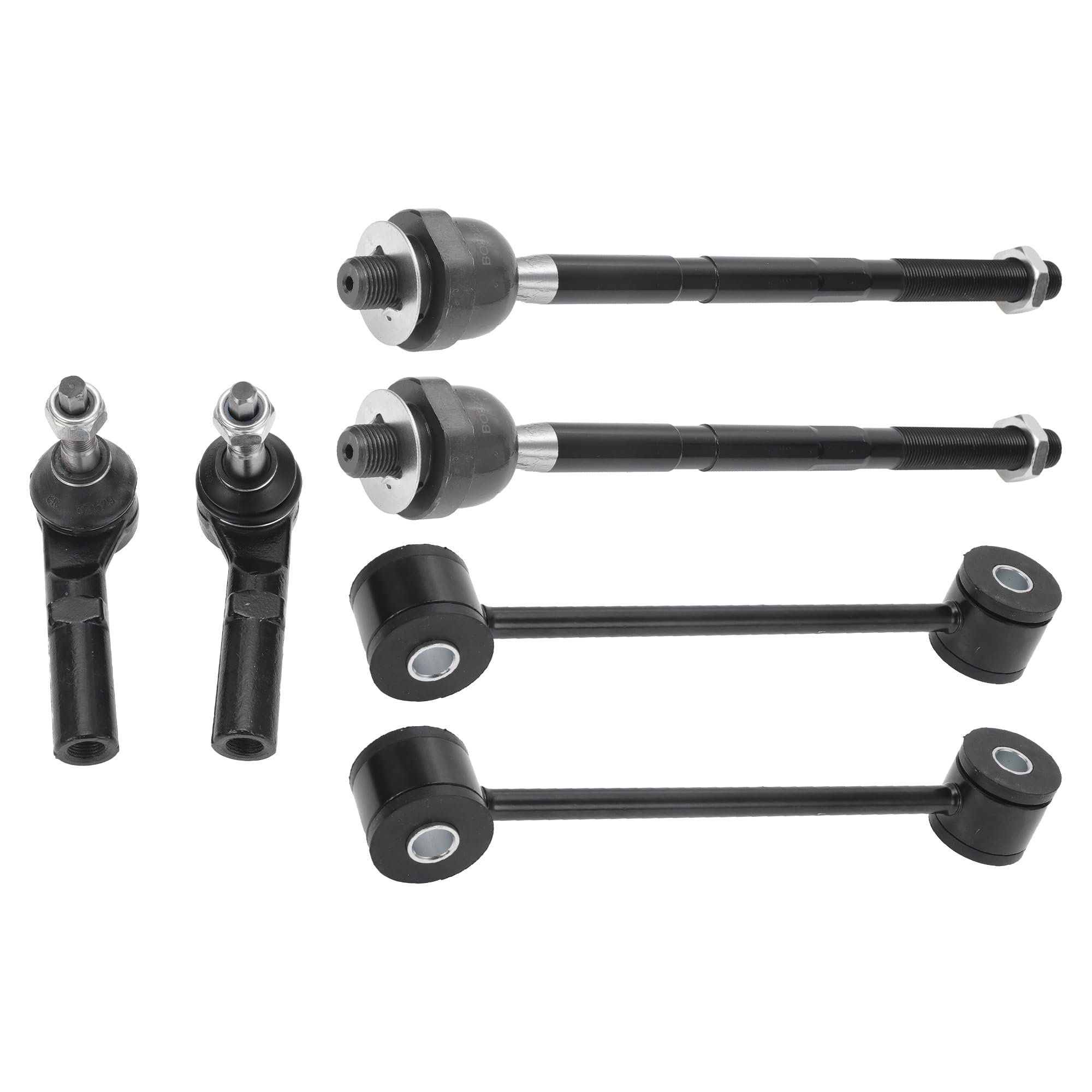 T Jeepに対応 Grand Cherokee 2005-2010用フロントサスペンションキットインナーアウタータイロッドエンドフロントスウェイバーリンク 6個セット No.EV80782/K80861/ES80643/ES80644