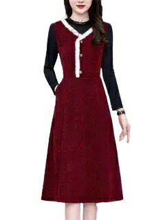 明るくて大きいサイズの婦人服太っているmm長袖ワンピース秋冬-52|エムーエムショップ
