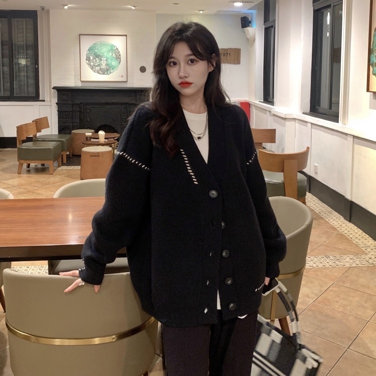 流汗 キュート 百掛け ボンネット付き添い人 ジレー ラウンドのど首 ウォーム 秋服 トップス韓国流行り物 ホワイト-ブラック