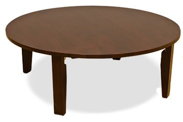 [昔ながらのちゃぶ台用時刻表] 食台 折りたたみ式丸型時刻表 (うす暗い赤銅色)