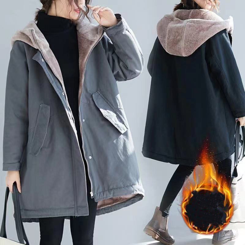厚地の外套 レディース 裏起毛 防寒厚地の外套 冬服 アウター 裏ボア 着痩せ 通い ボンネット付厚地の外套 ロングコートトレンチコートチェスターコー