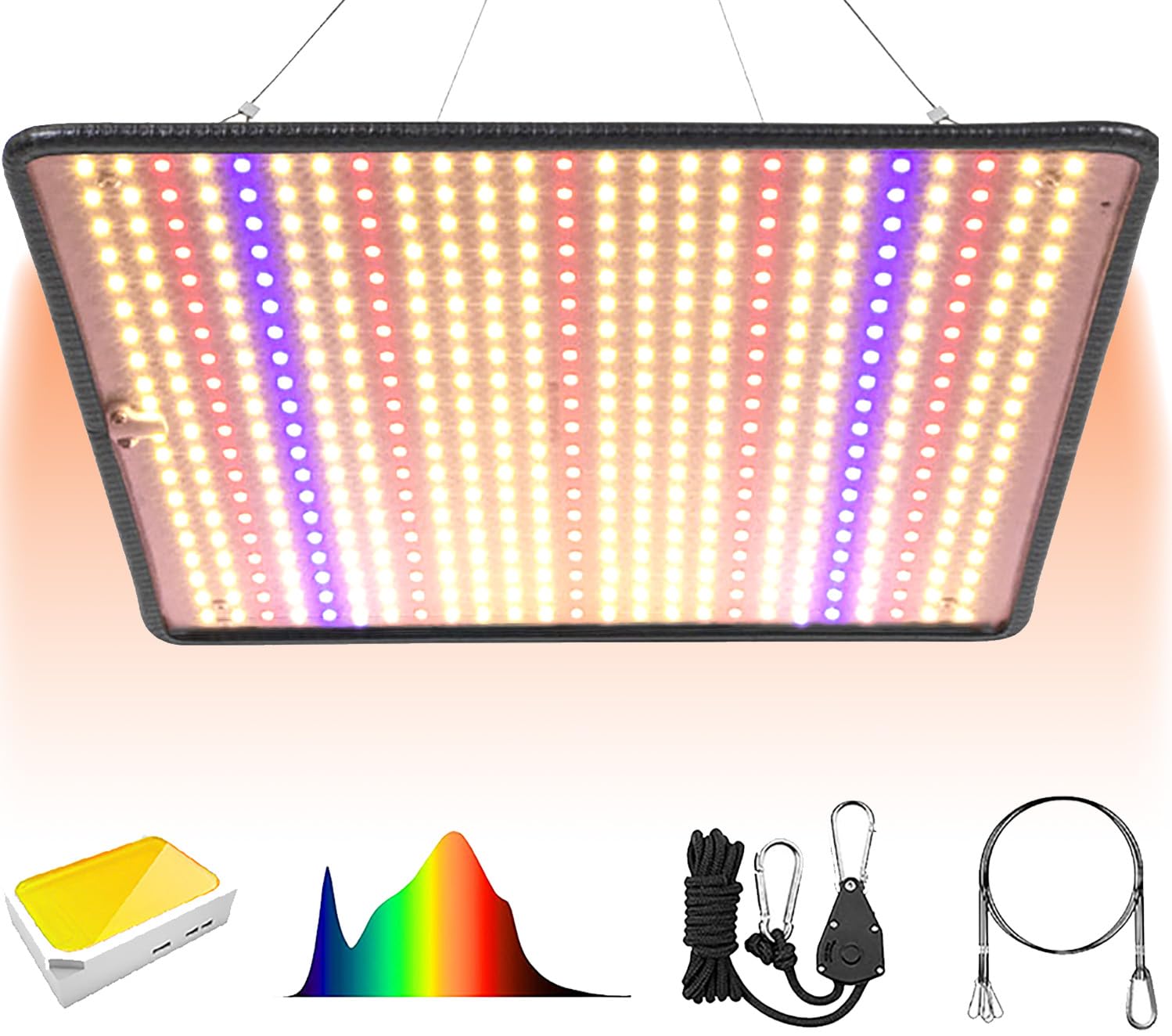 植物育成ライト LED 植物ライト36W 超薄型 500LEDs フルスペクトル 室内栽培 観葉植物 育成ライト 水耕栽培 多肉植物 育成用 LED パネル 植物用ledライト 植物栽培ライト 吊り下げアクセサリー付き