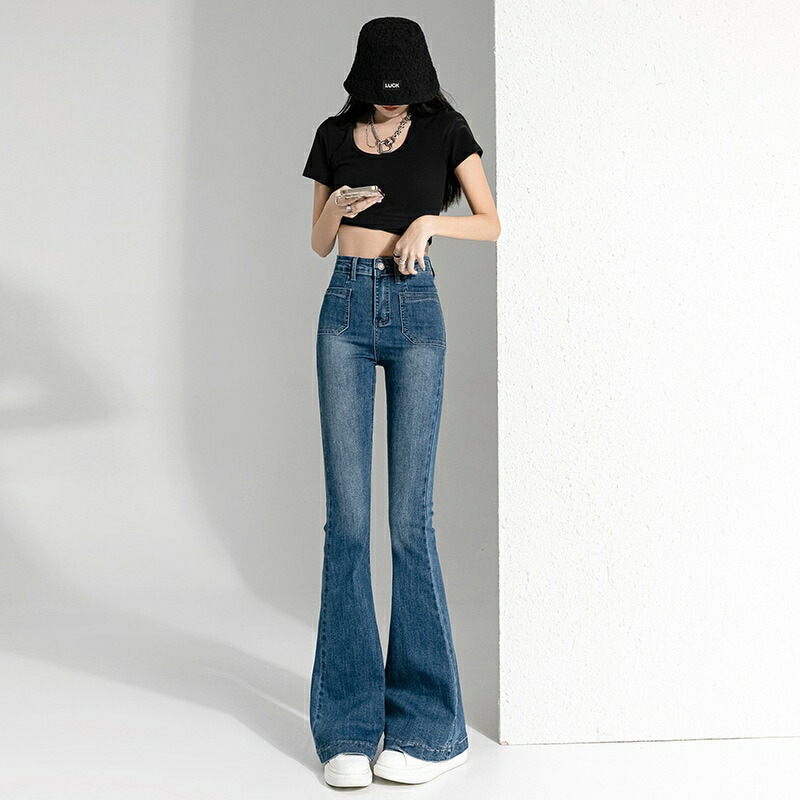 2024 初秋 デニムパンツ パンツ デニム ジーンズ スキニー ワイドレッグハイウエスト 脚長効果 美脚効果 細見え カジュアル レディース お出かけ 韓国ファッション